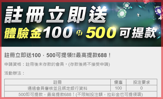 娛樂城註冊送體驗金